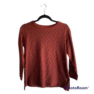 Banana Republic Burnt Orange CutOut Patterned 3/4 Sleeve Blouse Size‎ Medium P